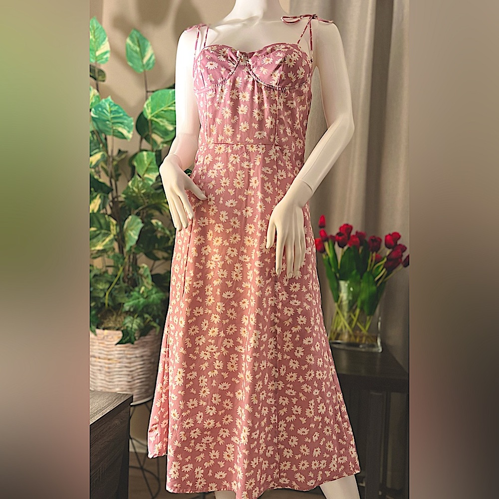 Shein floral dress, M on tag but can fit right on Small too.